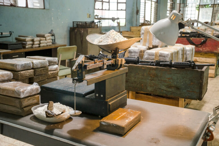Cocaine warehouse Representation of an illegal drug warehouse